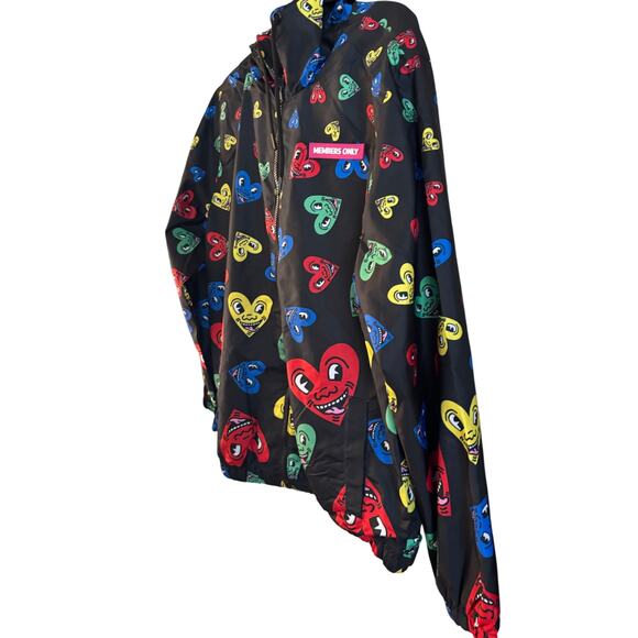 Keith Haring Members Only Jacket Windbreaker Large M Pop Art Hearts Apparel NWT - Picture 1 of 6